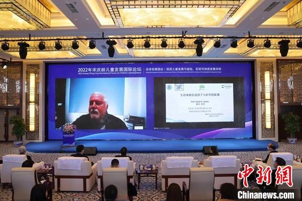 英國(guó)皇家化學(xué)會(huì)中國(guó)分會(huì)主席、北京化工大學(xué)特聘教授戴偉在線上作主旨報(bào)告 宋基會(huì)供圖